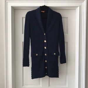 Authentic Tory Burch Navy Long Cardigan size M